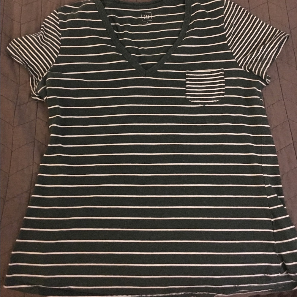 Green and white striped shirt